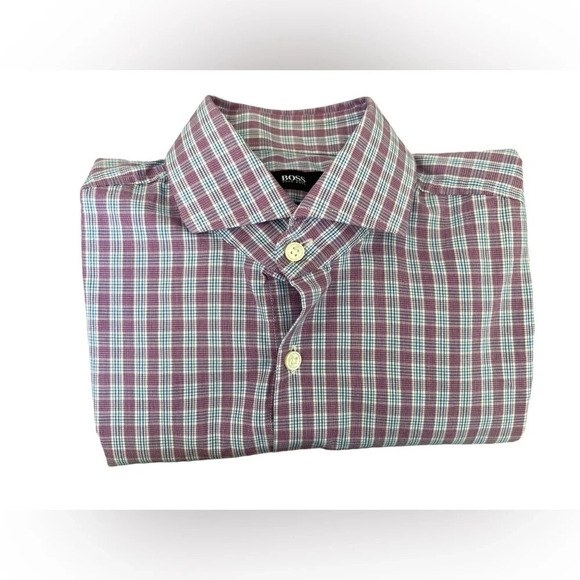 Men’s Hugo Boss Long Sleeve Button Front Slim Fit Shirt, Size 15 - Picture 1 of 7
